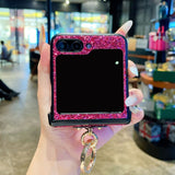 PC Hinge Ring Glitter Phone Case For Samsung Z FLIP 7 6 5 4 3
