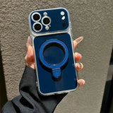 Magnetic Ring Holder Large Window Phone Case for iPhone