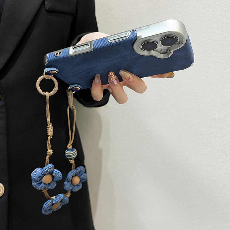 Blue Flower Bracelet Anti-fall Phone Case For iPhone