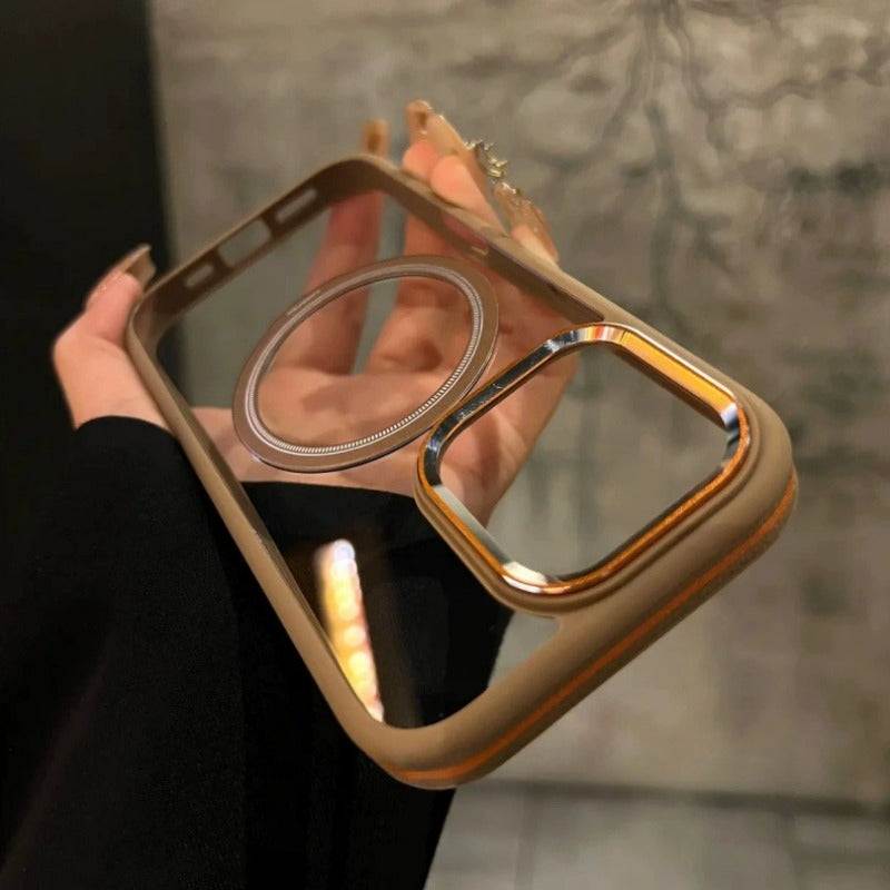 Two-color Simple Transparent Magnetic Phone Case For iPhone