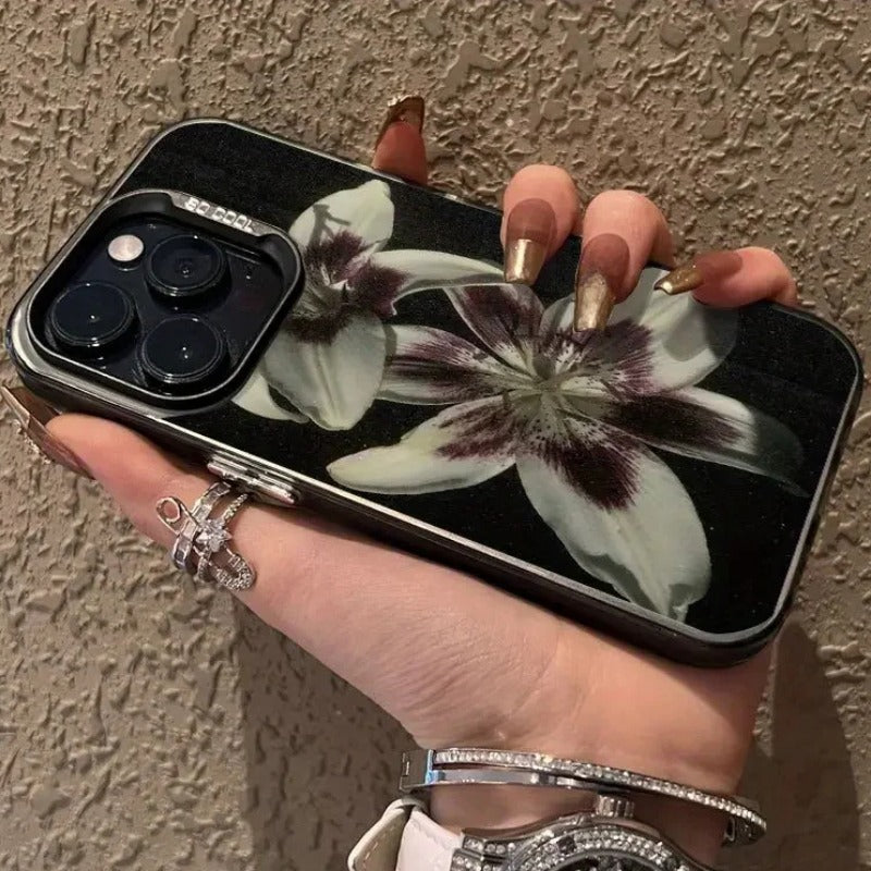 Oil Painting Lily Flower Retro Pattern Phone Case For iPhone