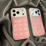 Leather Embossed Heart Phone Case For iPhone