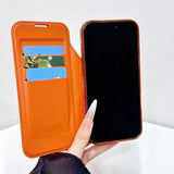 Transparent Flip Stand Card Holder Phone Case For iPhone