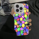 Colorful Star Matte Laser Phone Case For iPhone