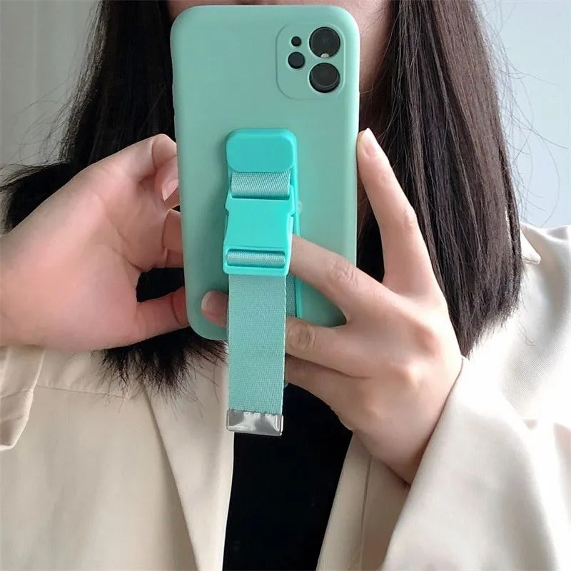 Canvas Wristband Soft Phone Case For iPhone