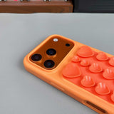 Color-blocked Suction Cup Liquid Silicone Phone Case For iPhone