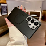 Solid Color Rock Sand Magnetic Phone Case For Samsung