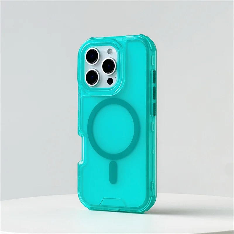 3 IN 1 Translucent Armor Wireless Charge Cases For iPhone