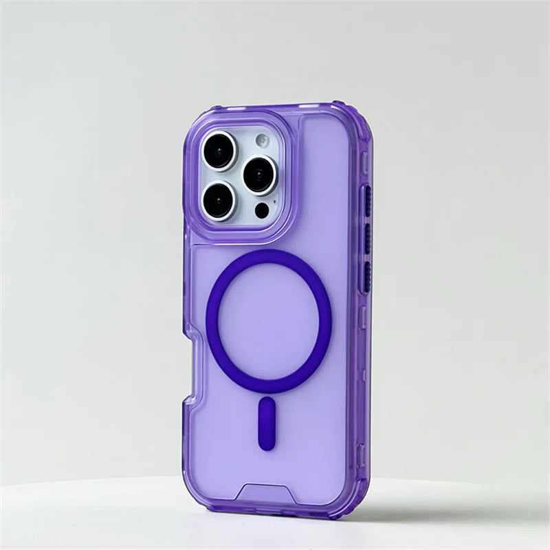 3 IN 1 Translucent Armor Wireless Charge Cases For iPhone