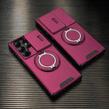 Slide Lens Protection Magnetic Holder Armor Case For Samsung