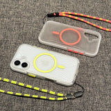 Simple Magnetic Corrugated Pattern Phone Case with Lanyard For iPhone