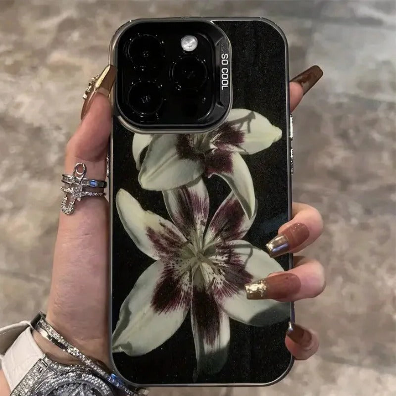 Oil Painting Lily Flower Retro Pattern Phone Case For iPhone