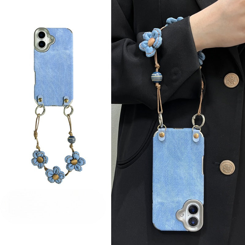 Blue Flower Bracelet Anti-fall Phone Case For iPhone