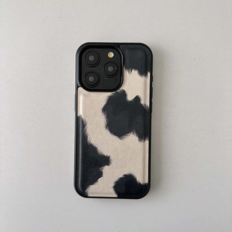 Leather Shell Black White Cool 3D Phone Case For iPhone