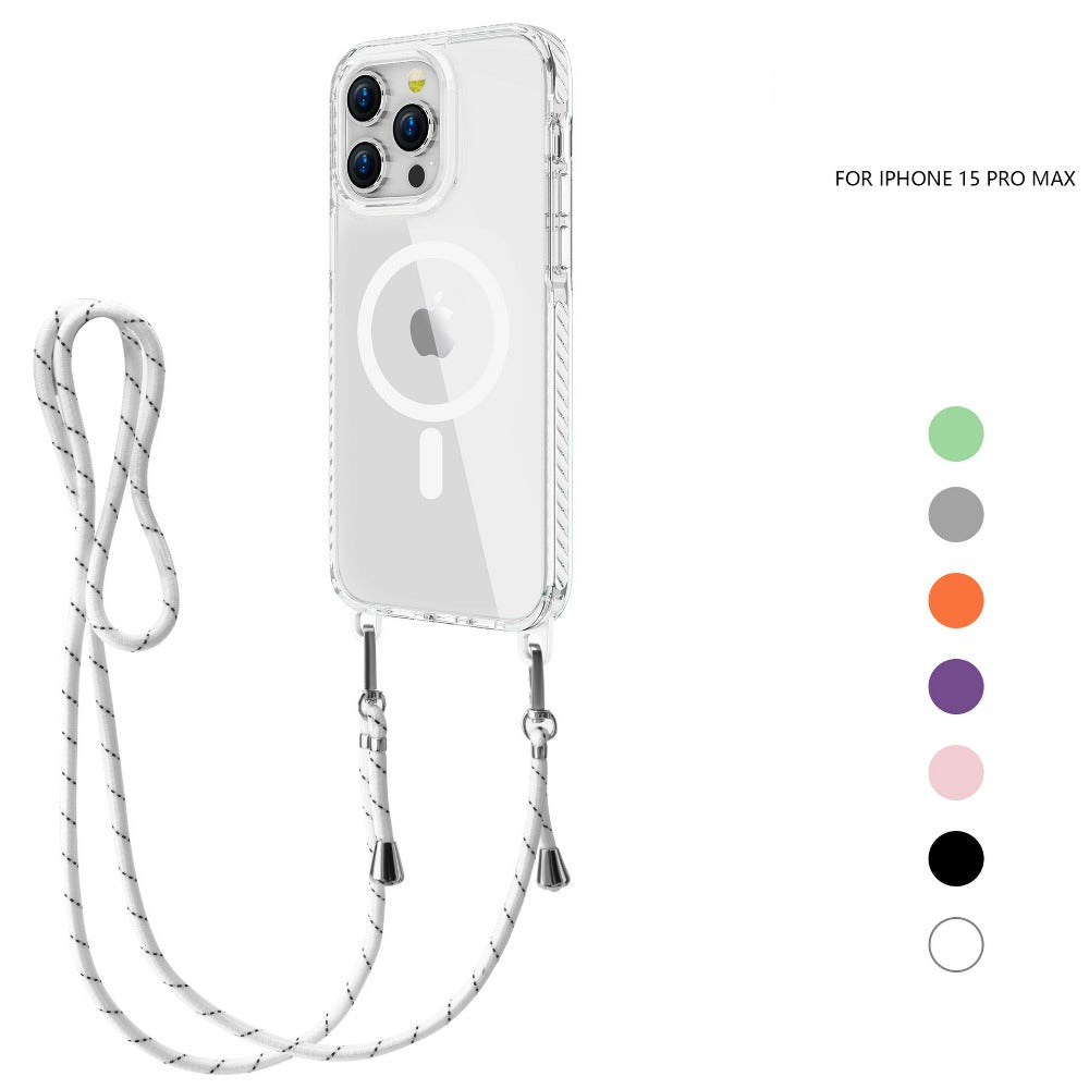 Transparent Magnetic Lanyard Phone Case For iPhone