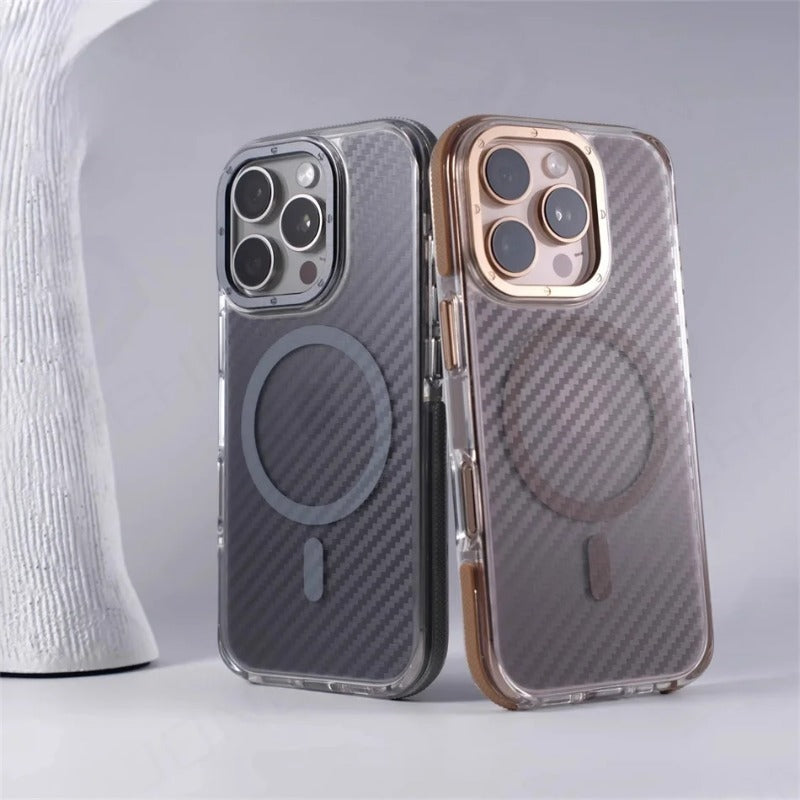 Armor Non-Slip Magnetic Carbon Fiber Pattern Case For iPhone