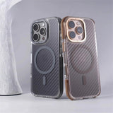 Armor Non-Slip Magnetic Carbon Fiber Pattern Case For iPhone
