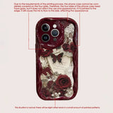 Butterfly Painted Flat Printing Wine Red Cream Texture Soft Phone Case For iPhone