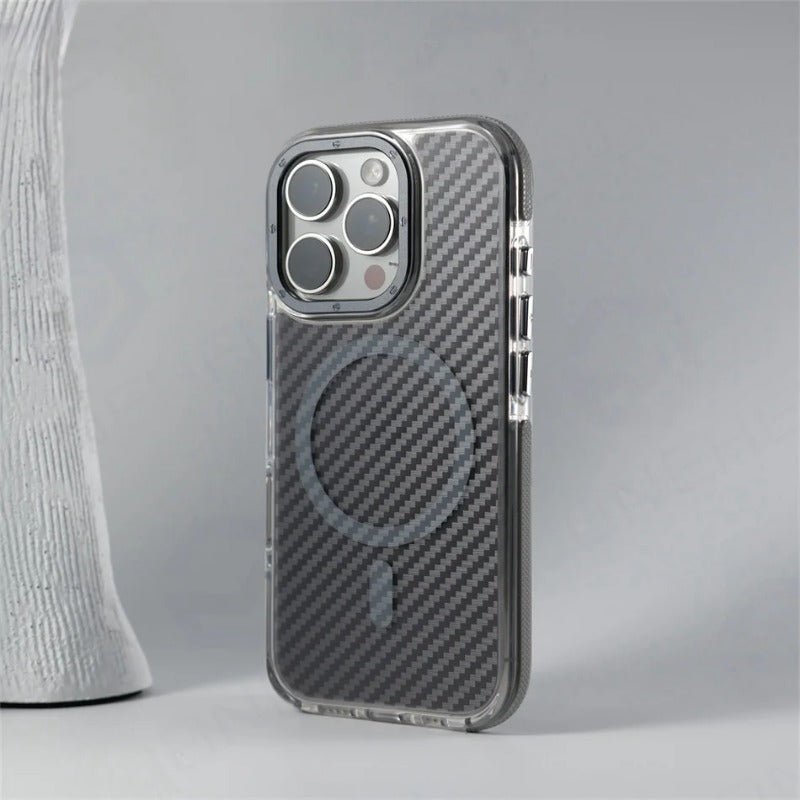 Armor Non-Slip Magnetic Carbon Fiber Pattern Case For iPhone