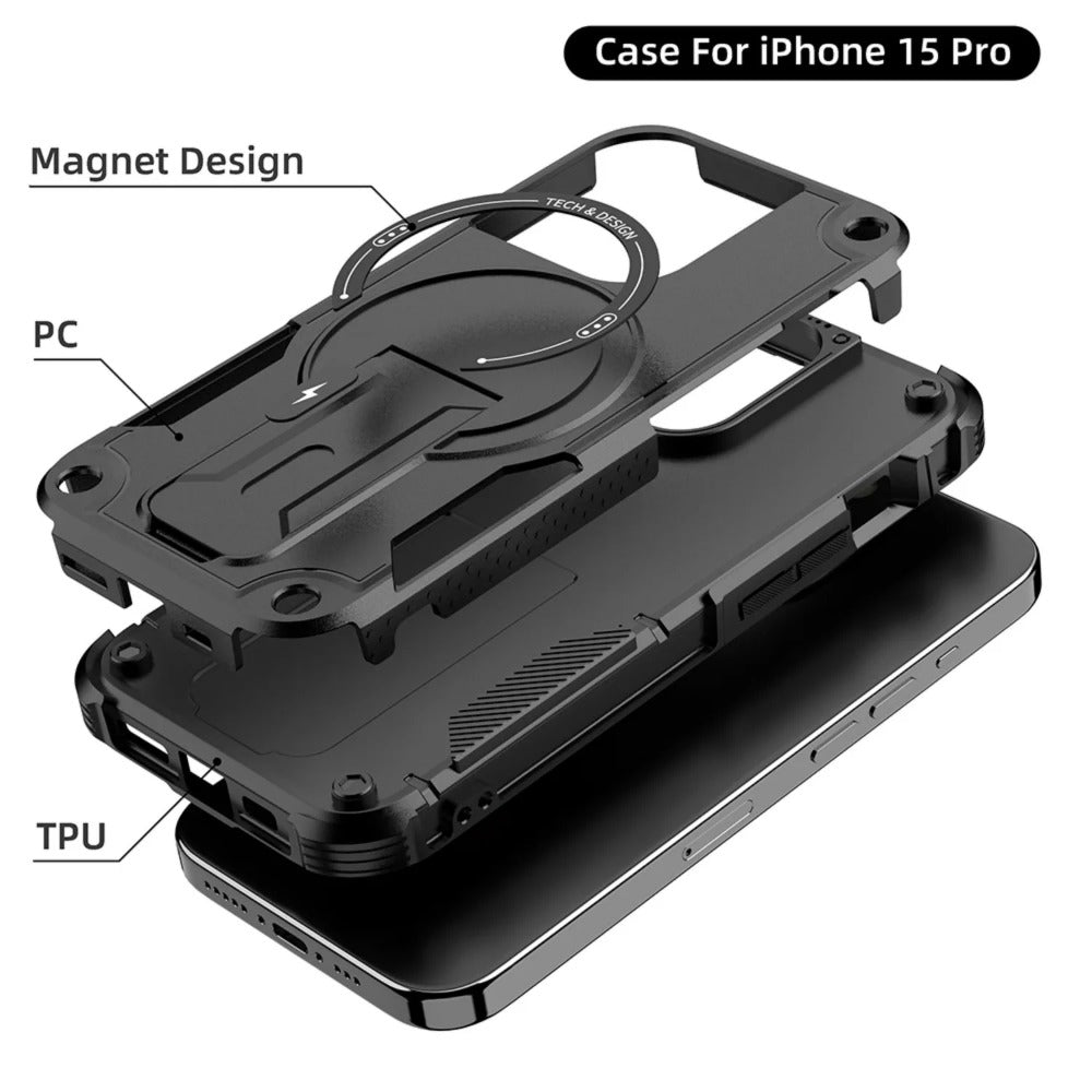 Hybrid Shockproof Kickstand Magnetic Case For iPhone