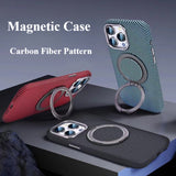 Magnetic Carbon Fiber Pattern 360 Degree Rotating Bracket Phone Case For iPhone