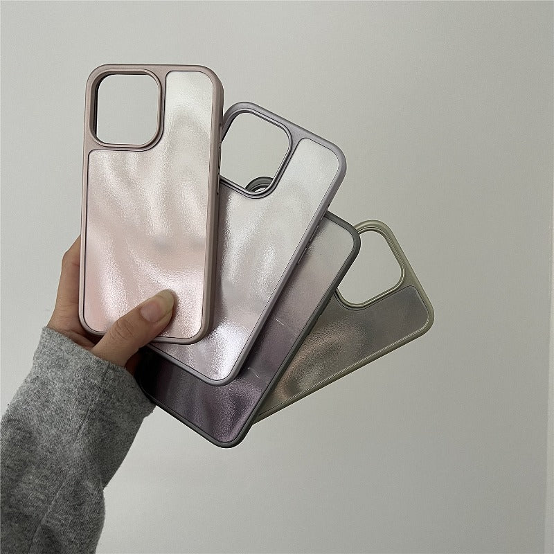 Metallic Paint Fine Sand Wave Pattern Mobile Phone Case For iPhone