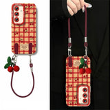 Simple Plaid Cherry Phone Case For Samsung
