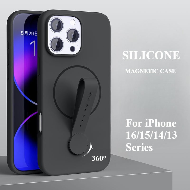 Liquid Silicone Magnetic Ring Phone Case For iPhone