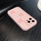 3D Pink Cute Butterfly Silicone Soft Phone Case For iPhone