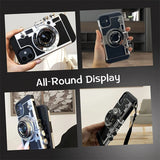 3D Vintage Camera Leather Case with Neck Lanyard For iPhone