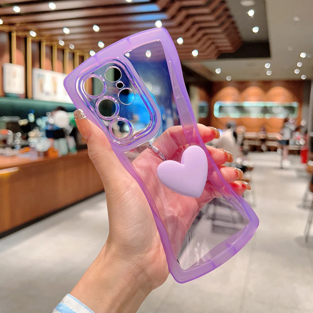 3D love Waves Jelly Soft Slicone Phone Case  For Samsung
