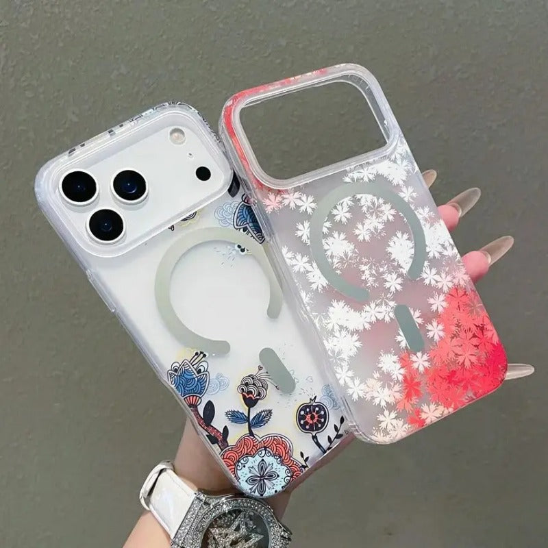 Luxury Flower Pattern For Magsafe Magnetic Case For iPhone