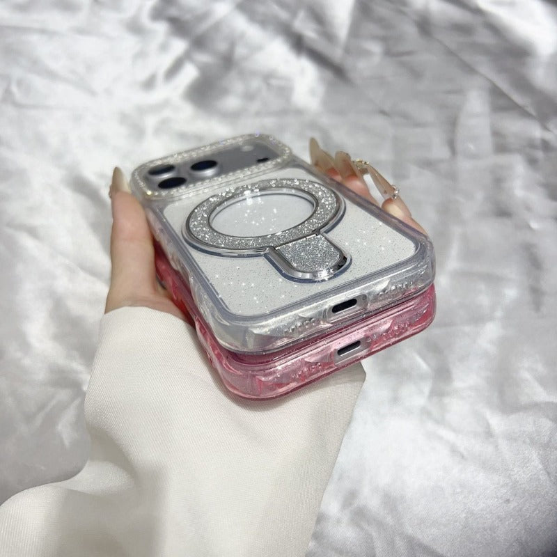 Shiny Magnetic Stand Phone Case For iPhone