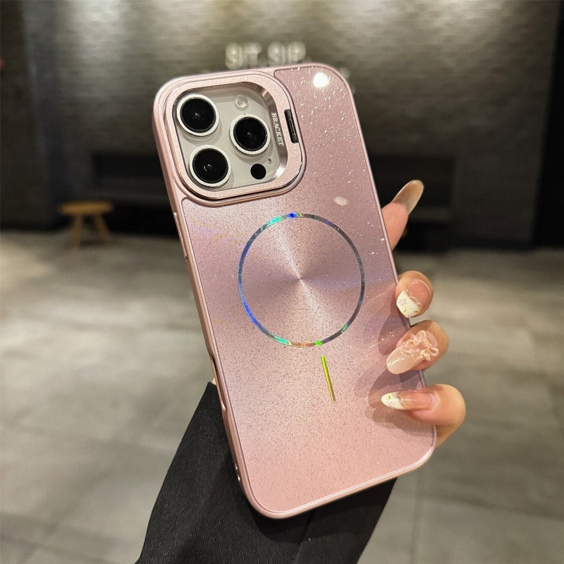Glitter Starry Sky Magnetic Thin Ring Phone Case For iPhone