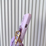 Crossbody Lanyard Necklace Strap Card Holder Purple Case For iPhone