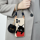 Cat Four Corner Lanyard Phone Case For iPhone