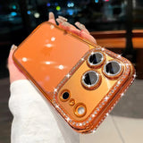 Sparkling Rhinestone Plating Clear Phone Case For iPhone