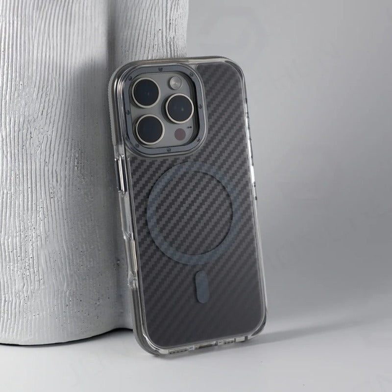 Armor Non-Slip Magnetic Carbon Fiber Pattern Case For iPhone