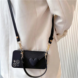 Crossbody Lanyard Necklace Strap Card Holder Purple Case For iPhone