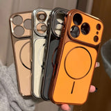 Electroplated Large Window Magnetic Phone Case For iPhone