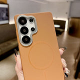 Solid Color Rock Sand Magnetic Phone Case For Samsung