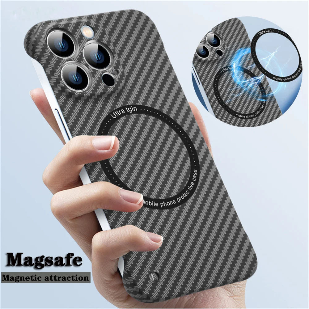 Custodia magnetica ultra sottile in fibra di carbonio per iPhone