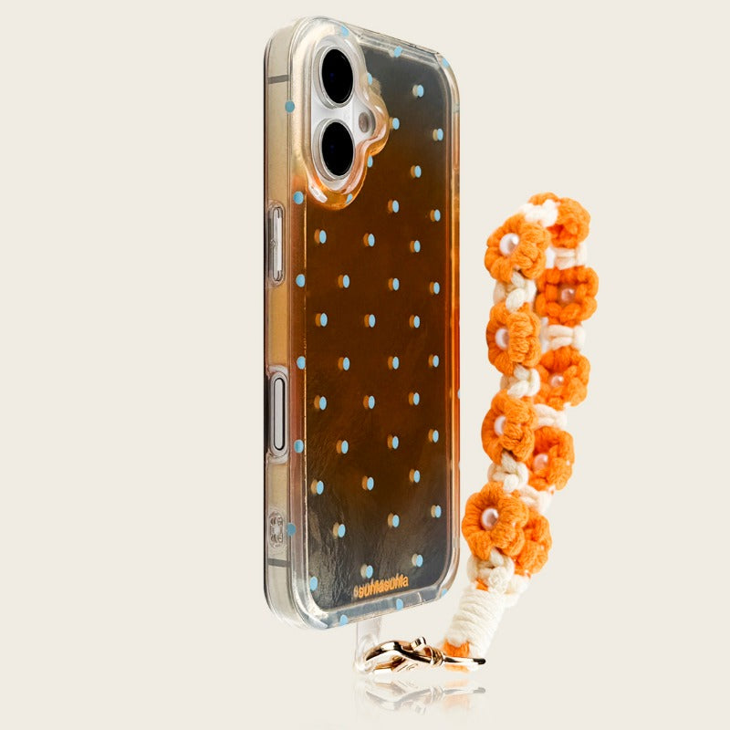Polka Dot Black Flower Phone Case For iPhone