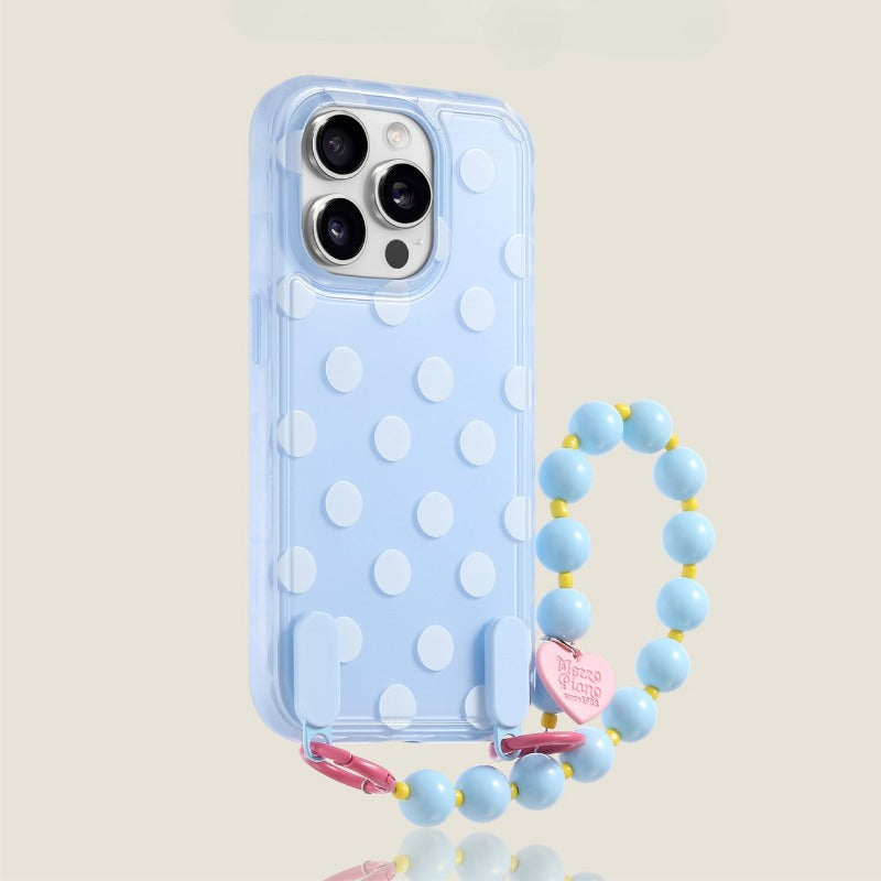 Yellow Background Blue Polka Dot Phone Case For iPhone