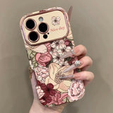 Oil Painting 3D Flower Phone Case For iPhone