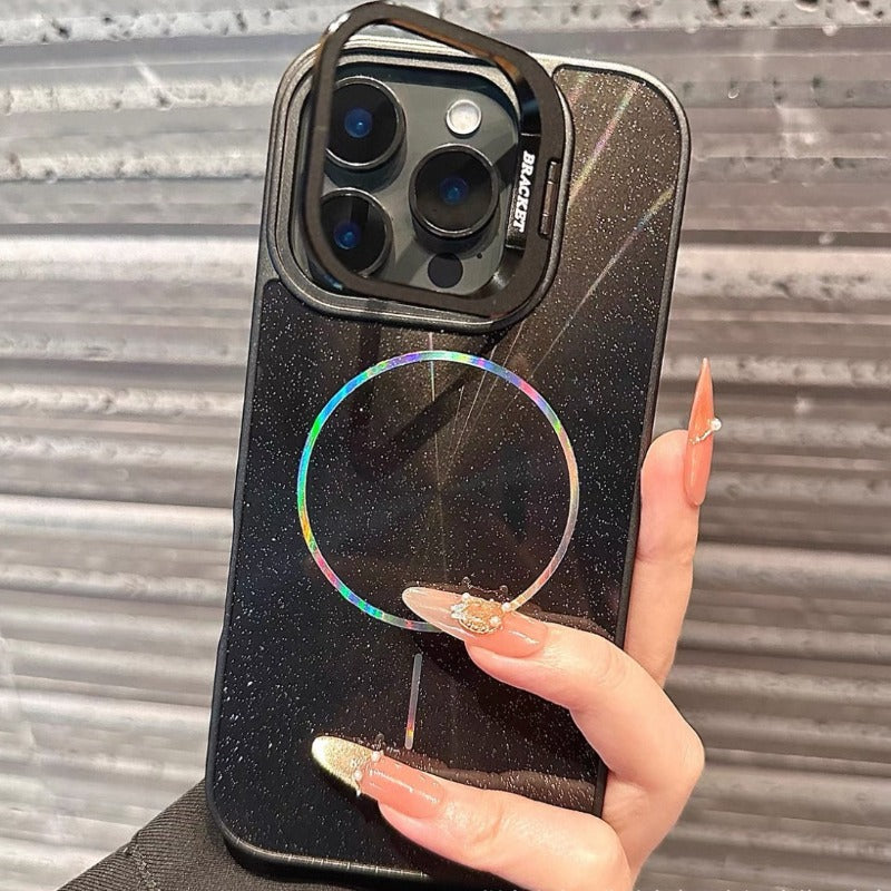 Glitter Starry Sky Magnetic Thin Ring Phone Case For iPhone