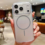 Transparent Frame+Solid Color Magnetic Back Cover for iPhone