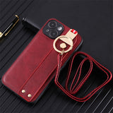 Leather Phone Case with Lanyard For iPhone