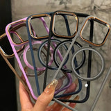 Two-color Simple Transparent Magnetic Phone Case For iPhone