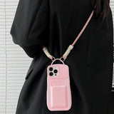 Crossbody Card Holder Silicone Phone Case For iPhone